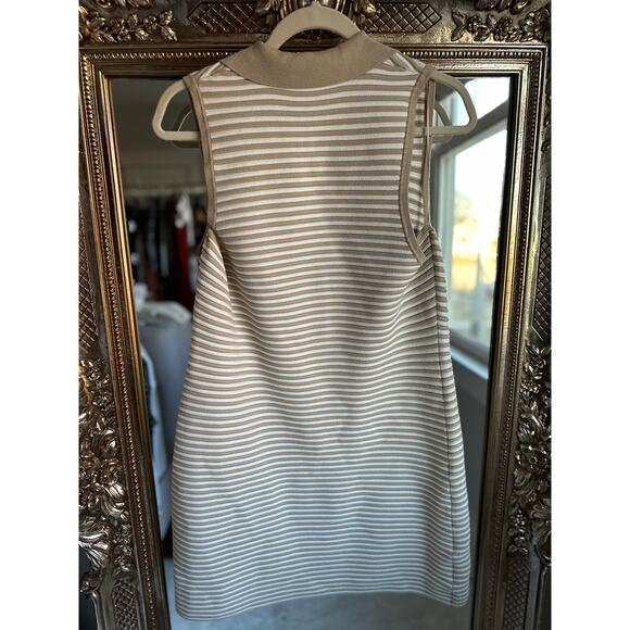 TOCCIN X RTR Sleeveless Beige and White Striped Henley Mini Dress XL - Picture 8 of 11